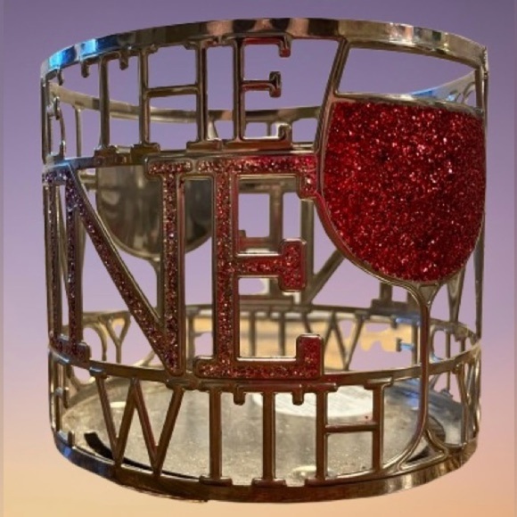 🍷 GLITTER EMBOSSED WINE GLASSES  3 Wick Candle Holder Bath Body Works Romantic - Picture 5 of 9